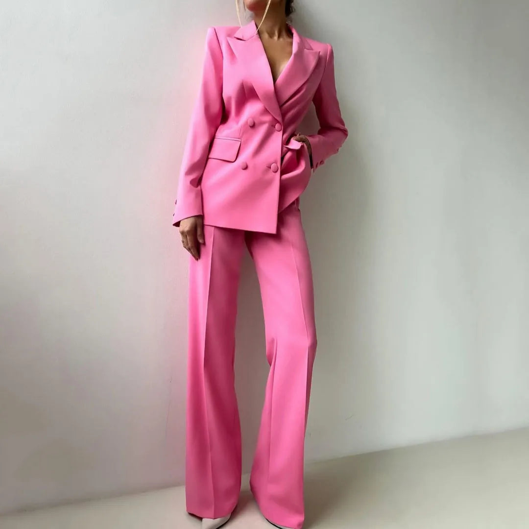 Tailleur Pantalon Femme 2 Pièces Double Boutonnage Blazer & Pantalon 6 Coloris – CLEVI Paris