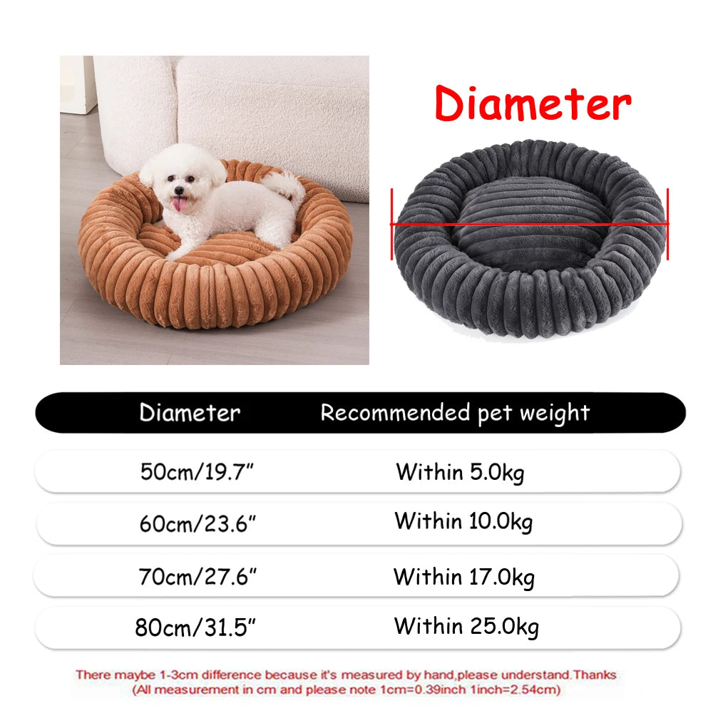 Panier rond chien et chat en peluche 40–90 cm – CLEVI Paris