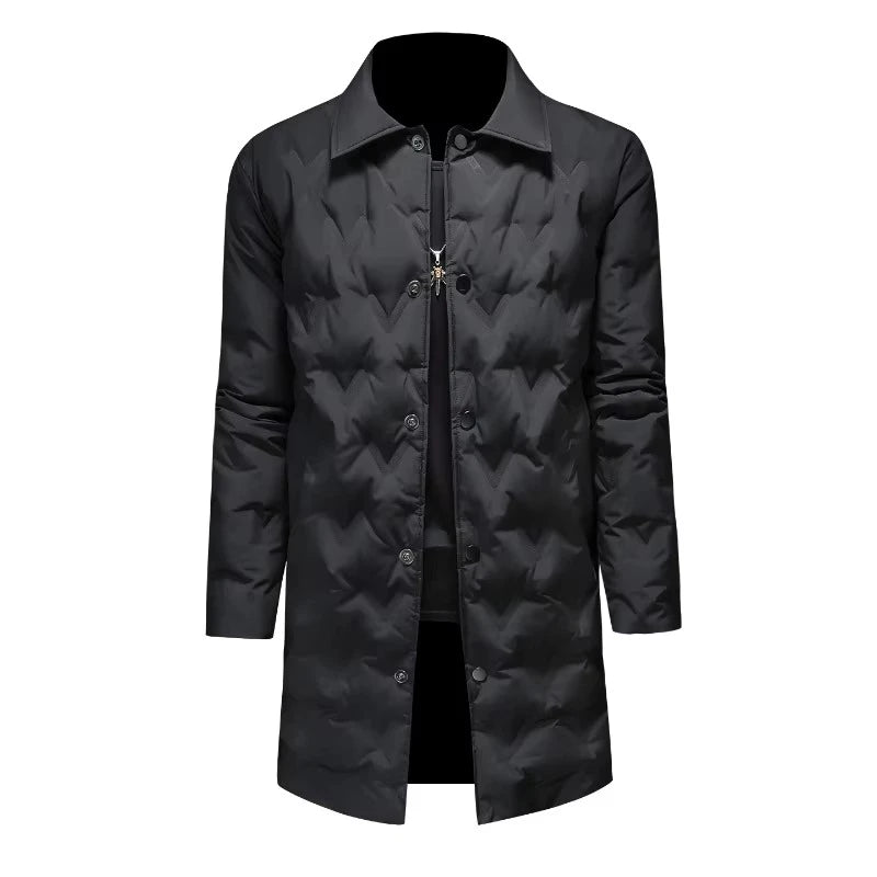 Manteau long homme en duvet à col rabattu – CLEVI Paris