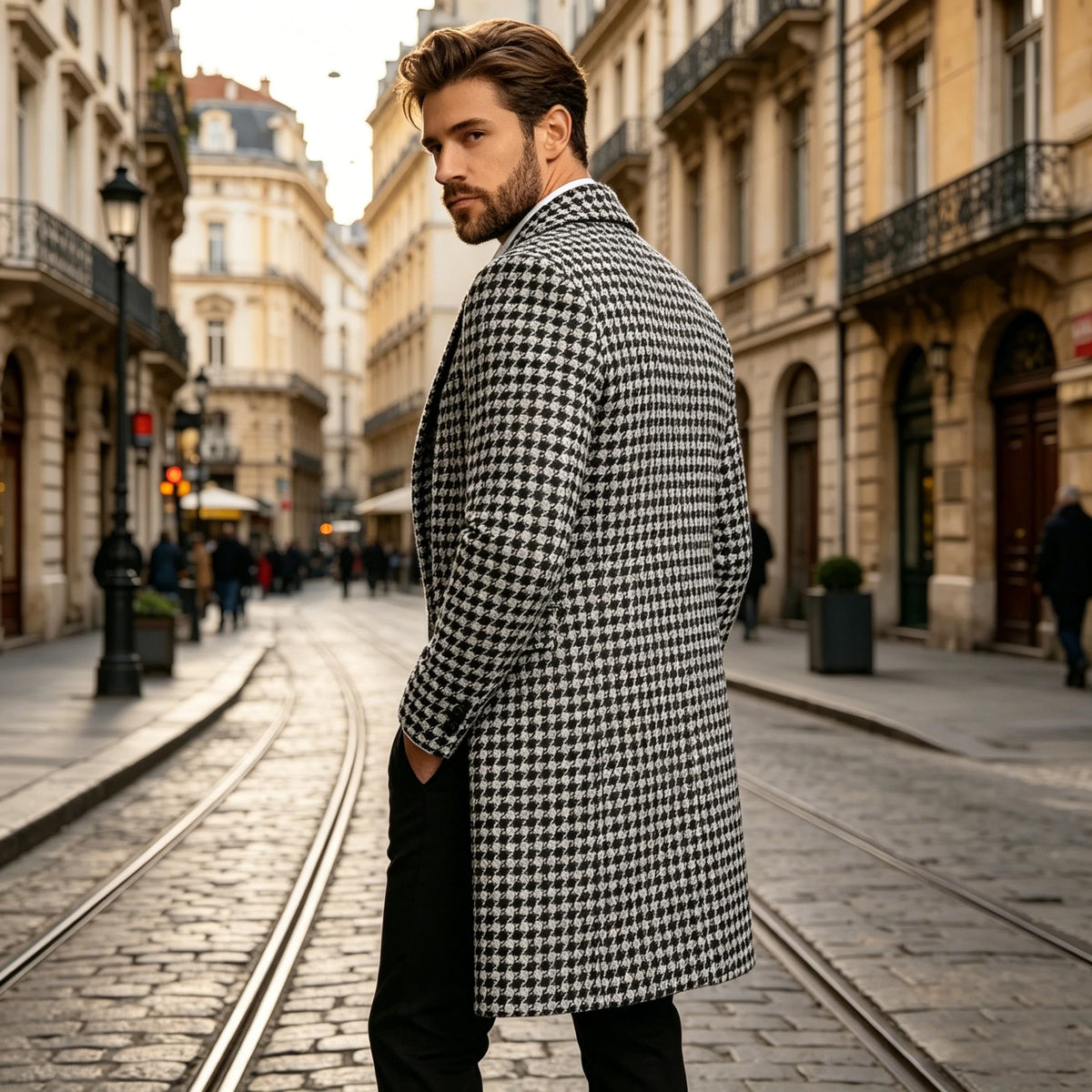 Manteau pied-de-poule homme – CLEVI Paris