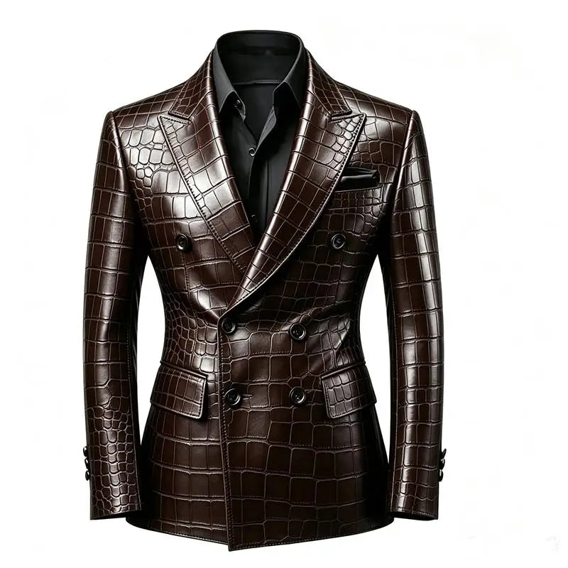 Blazer homme croisé motif crocodile – CLEVI Paris