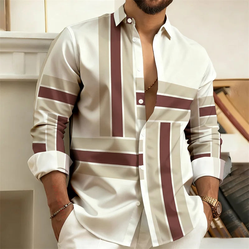 Chemise homme à rayures géométriques – CLEVI Paris