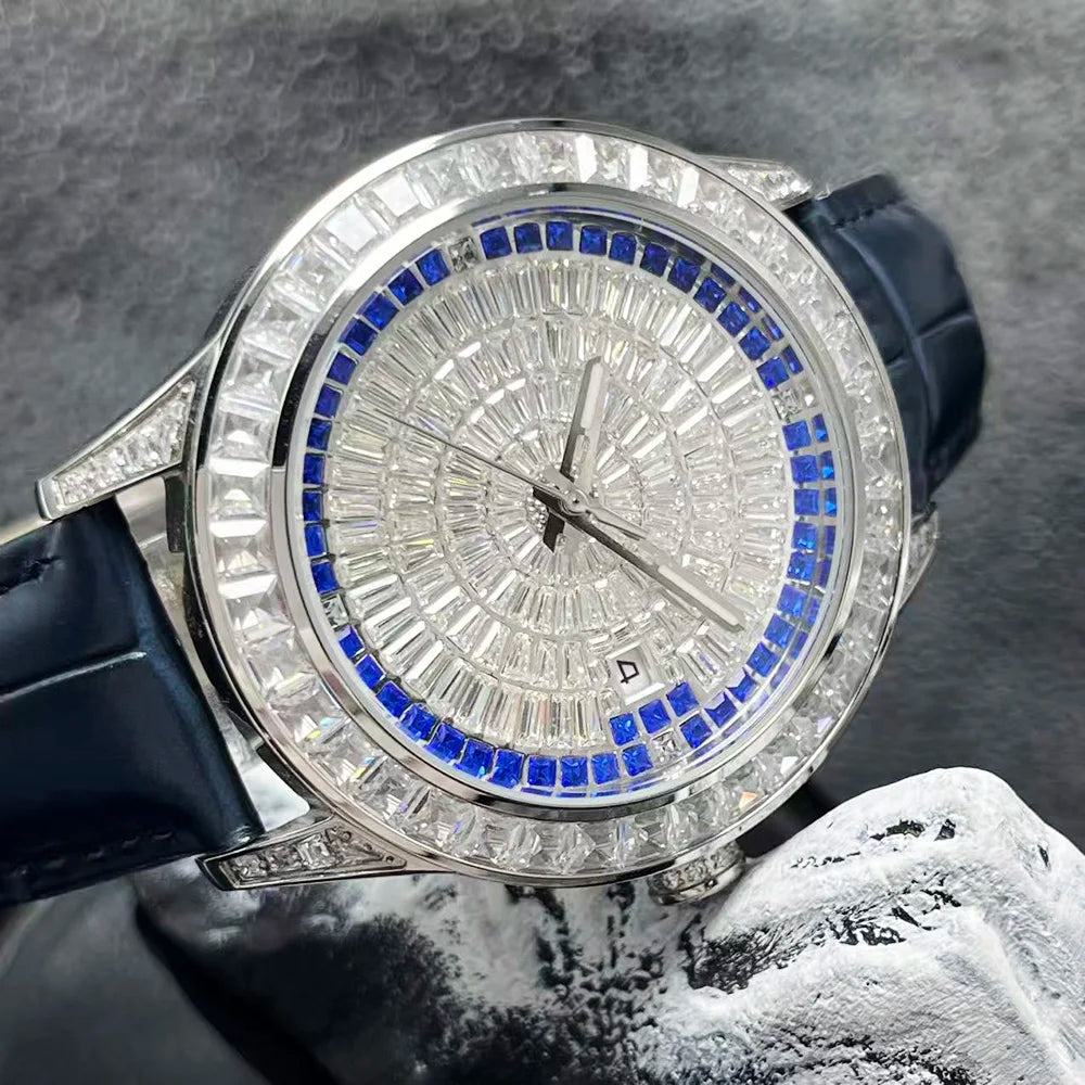 Montre Homme Automatique Cadran Argent Serti Diamants Huayra – CLEVI Paris