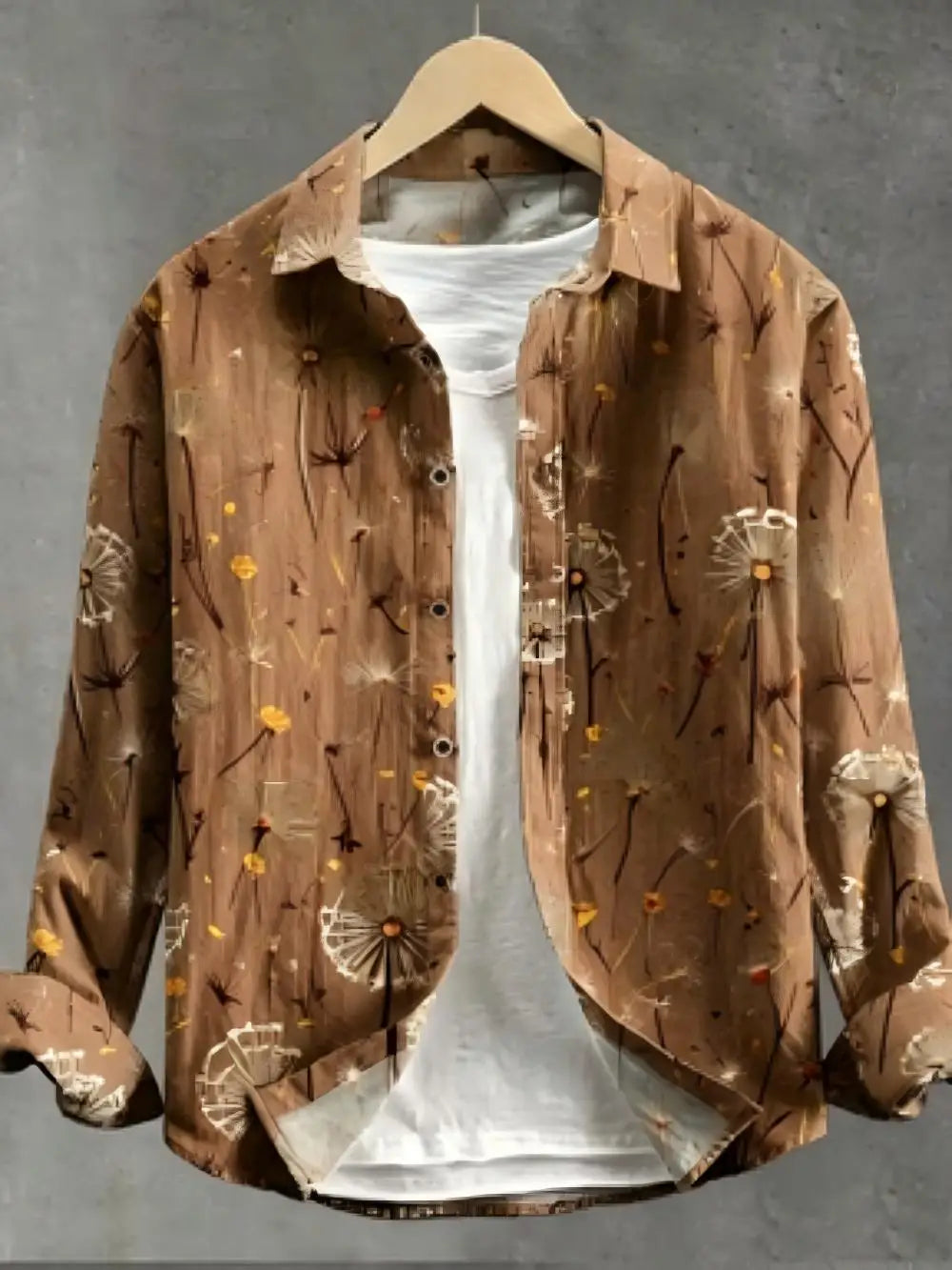 Chemise homme en lin motif pissenlit – CLEVI Paris