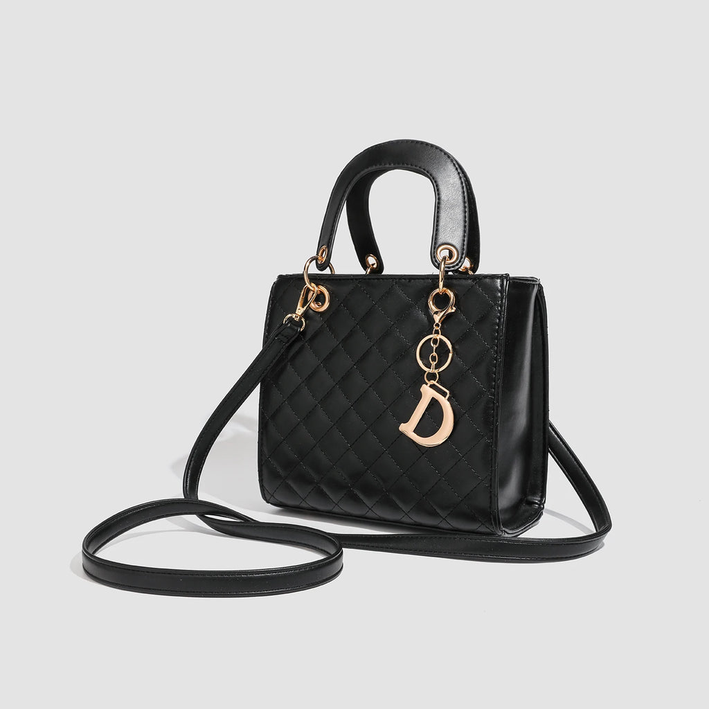 Sac Bandoulière Femme Cuir Motif Carreaux Souple 22×10×20cm Noir Blanc – CLEVI Paris