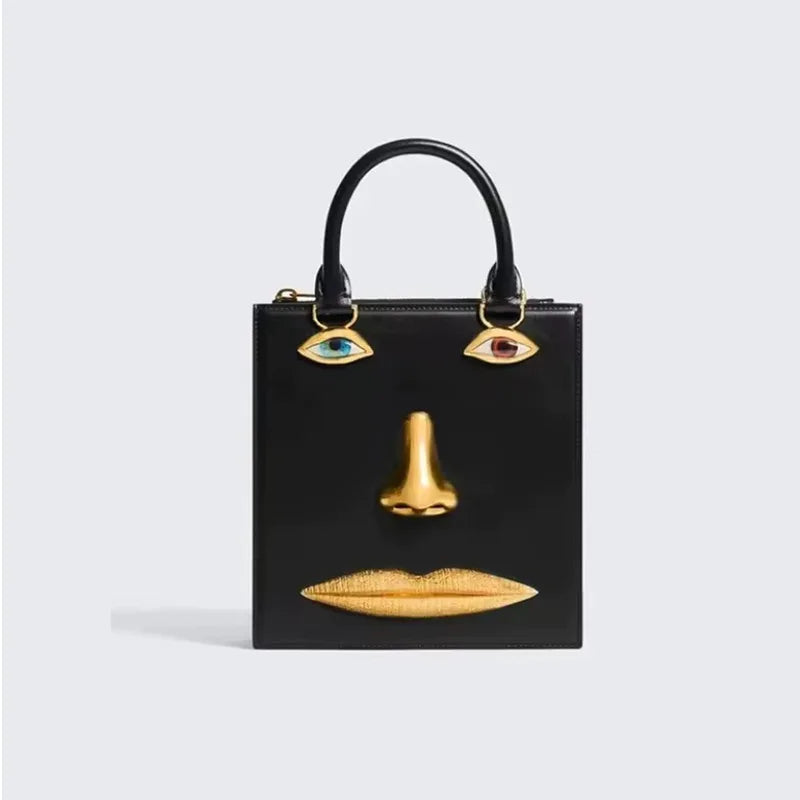 Sac À Main Femme Motif Visage Bijoux Bandoulière Dorée 8 Coloris – CLEVI Paris