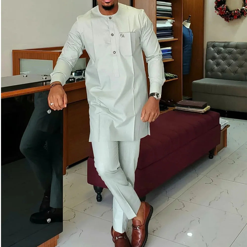 Kaftan Homme 2 Pièces Manches Longues – CLEVI Paris