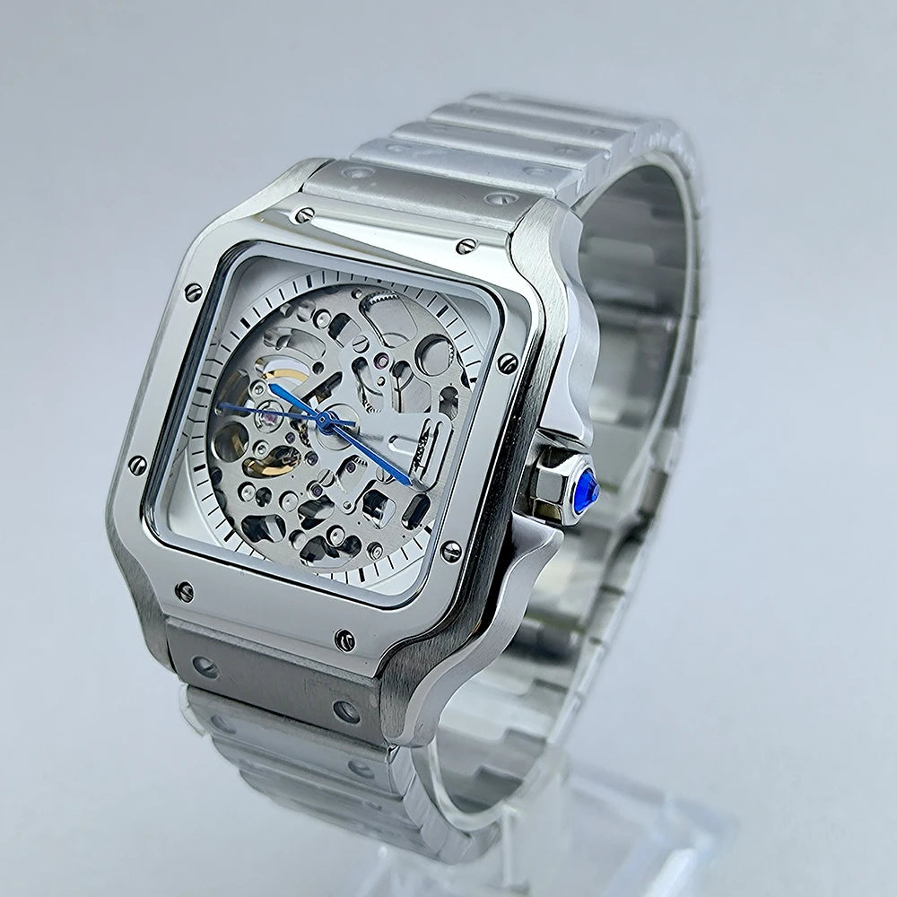 Montre Homme Automatique NH70 38mm – Boîtier Carré Acier 316L Verre Minéral Étanche Bracelet Plié – CLEVI Paris