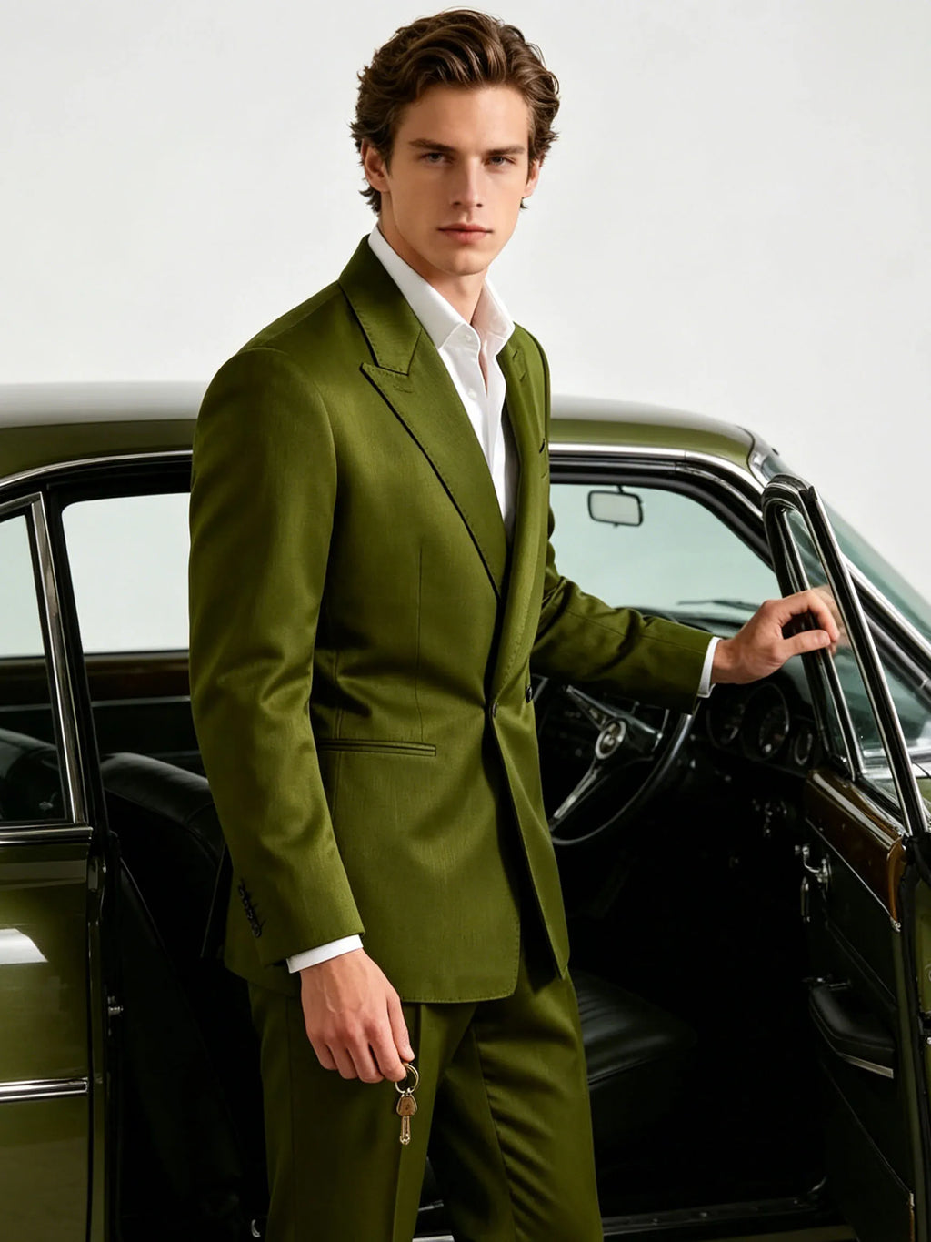 Costume 2 pièces en lin homme vert olive – CLEVI Paris
