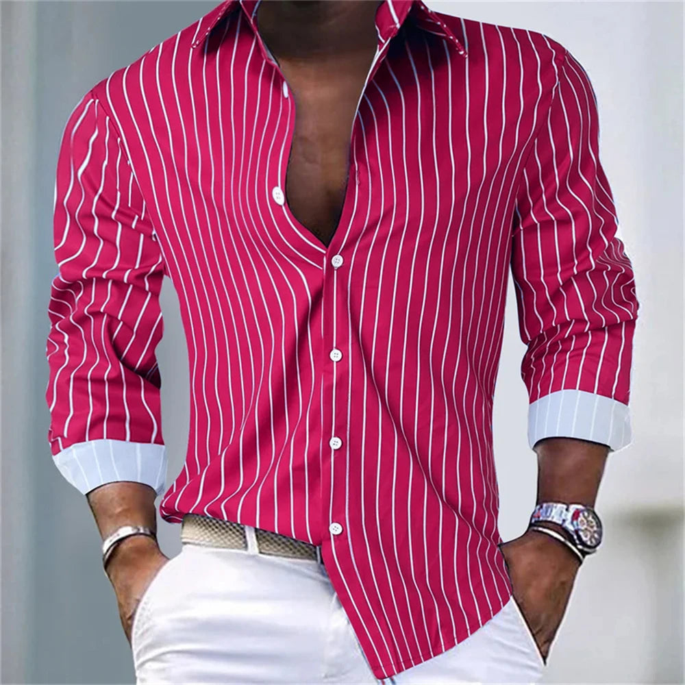 Chemise rayée homme manches longues – CLEVI Paris