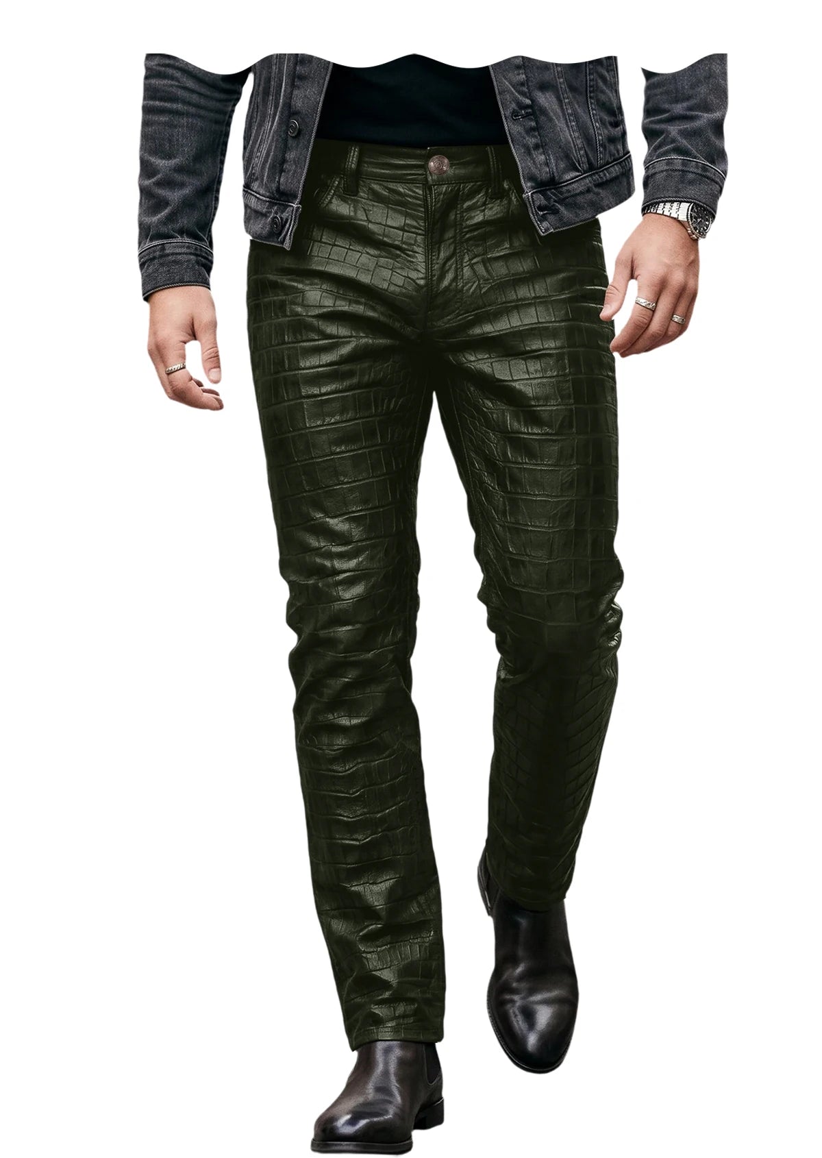 Pantalon effet cuir crocodile homme – CLEVI Paris