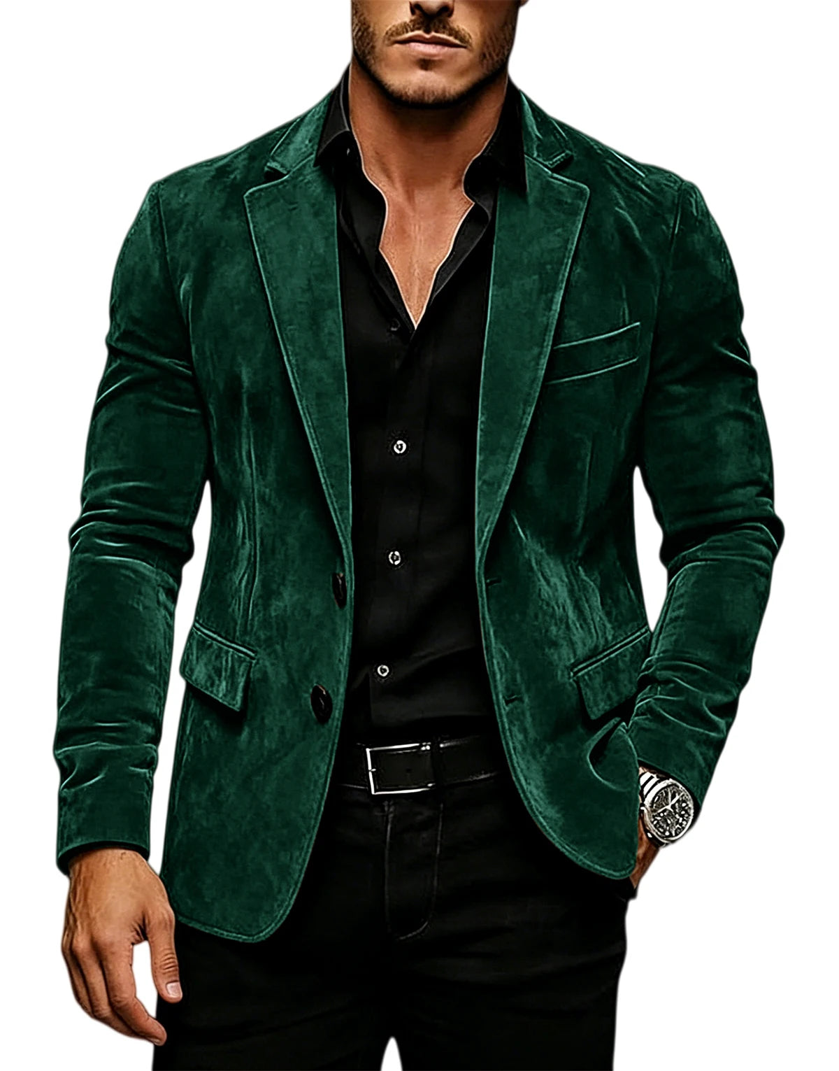 Blazer en daim vintage pour homme, coupe ajustée, 2 boutons, revers cranté, veste de costume décontractée, smoking formel pour affaires, mariage, fête, usage quotidien