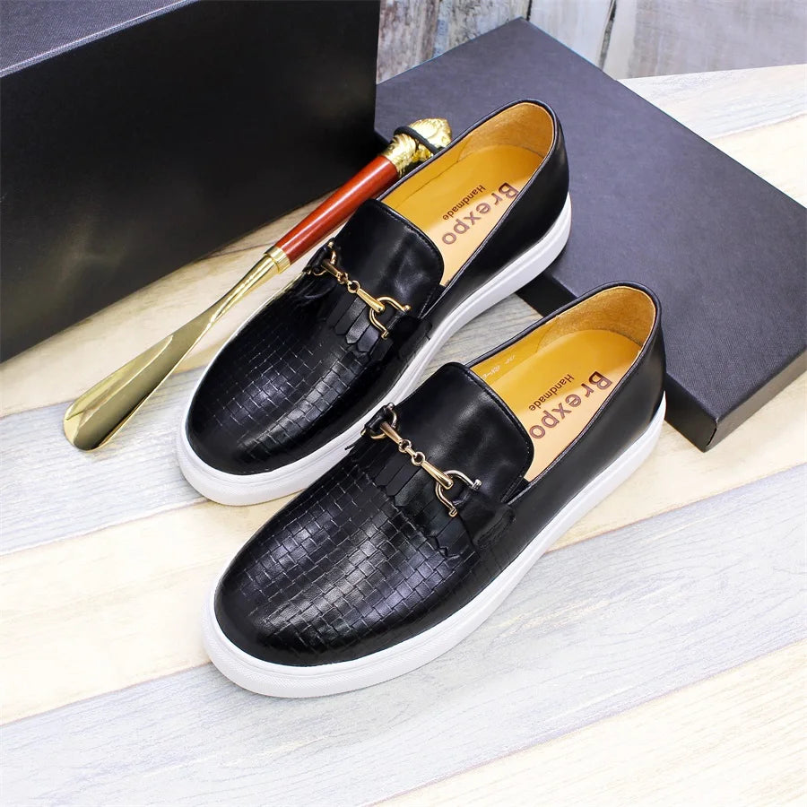 Mocassins homme en cuir motif tissé – CLEVI Paris