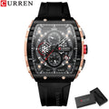 CURREN 8442 Montre Homme Quartz Carrée Chronographe Silicone Lumineux 30M – CLEVI Paris