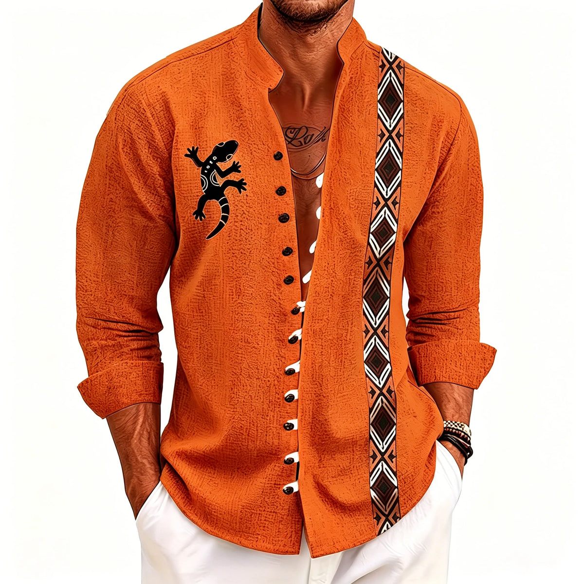 Chemise homme géométrique à rayures – CLEVI Paris