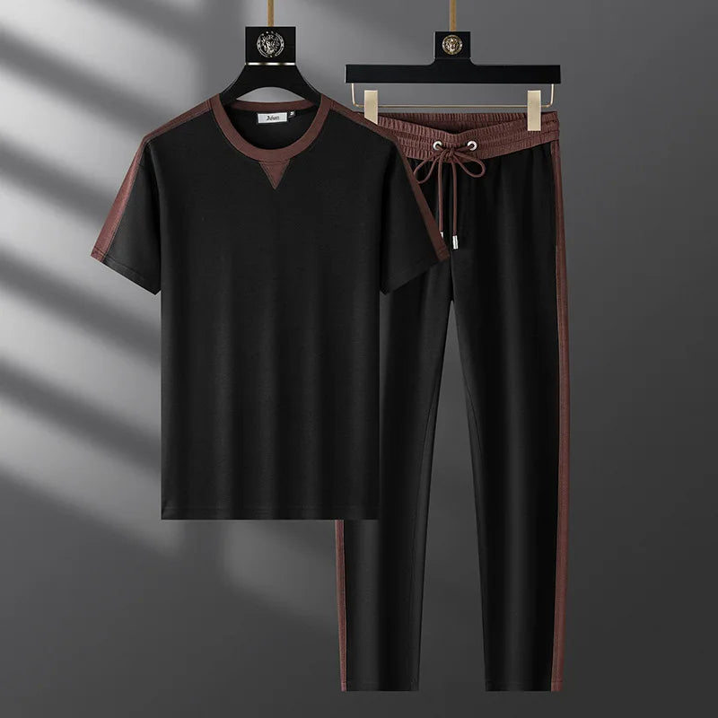 Ensemble homme t-shirt et pantalon contrastés – CLEVI Paris