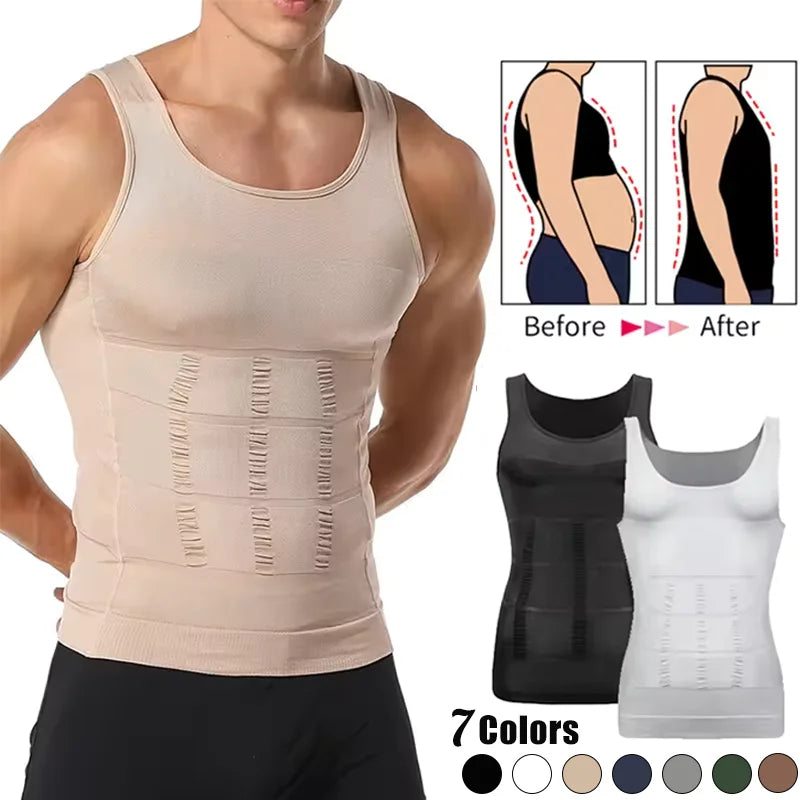 Gaine Amincissante Homme Débardeur Compression Ventre Plat Soutien Dorsal – CLEVI Paris