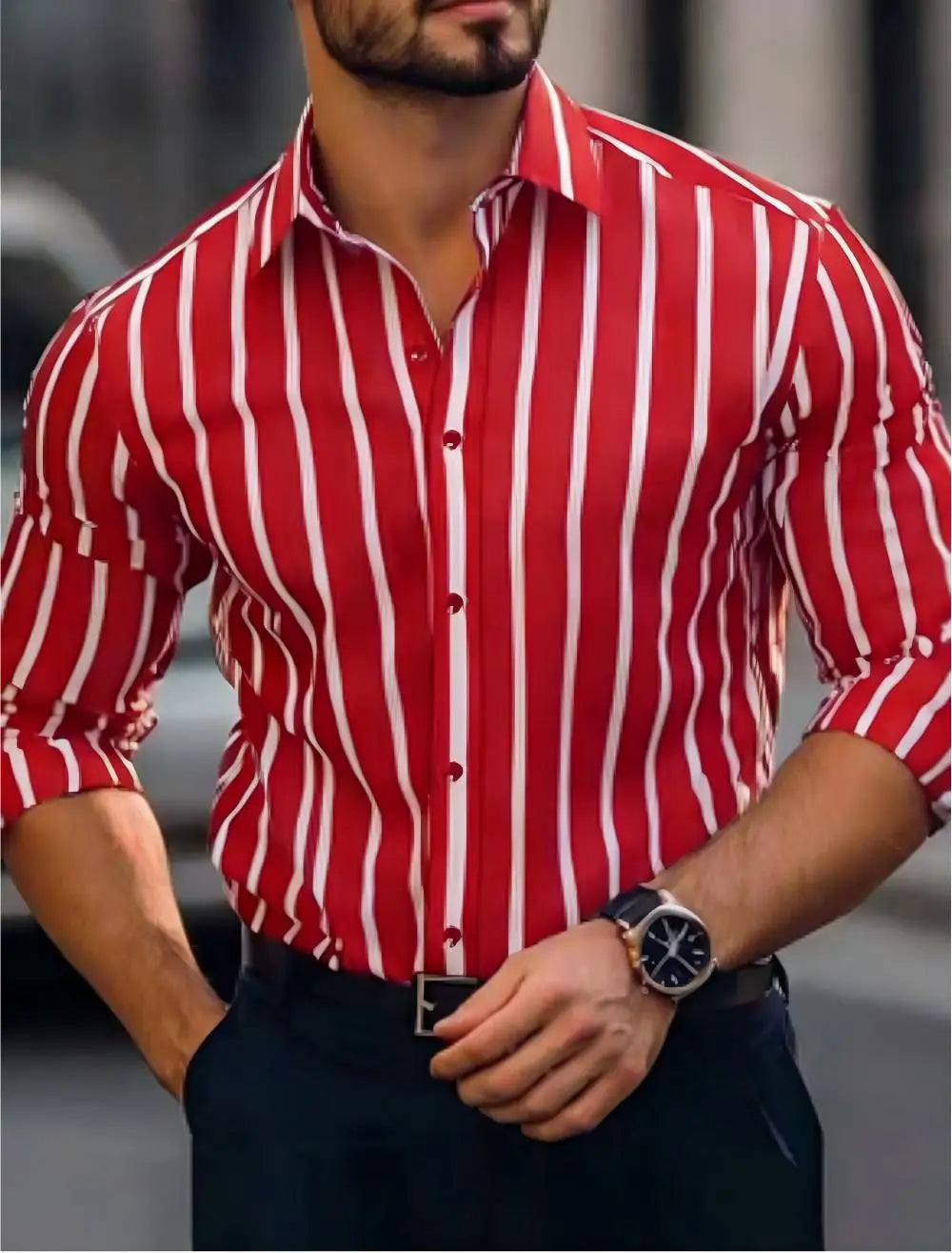 Chemise homme business rayée en soie – CLEVI Paris