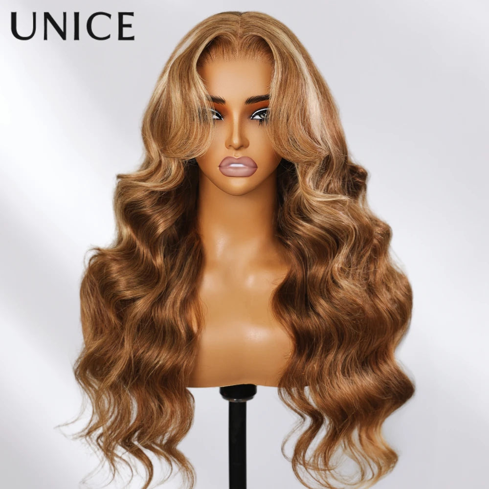 Perruque Body Wave Brun Reflets Blonds 7x5 Lace Glueless 100% Cheveux Humains 16-24 Pouces – CLEVI Paris