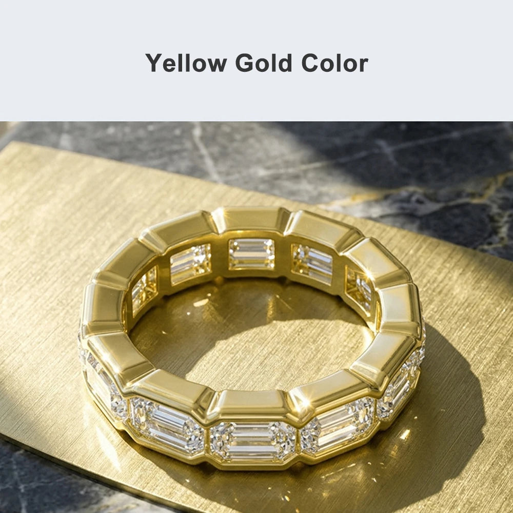 Alliance Femme Moissanite Émeraude D VVS1 Éternité Argent 925 – CLEVI Paris