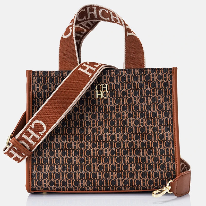 Sac Tote Femme Simili Cuir Monogramme Logo Métal Fermeture Zip Luxe Léger – CLEVI Paris