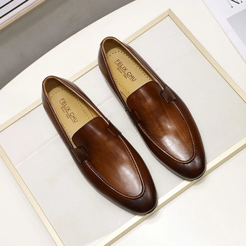 Loafer Cuir Véritable Homme Peint à la Main Slip-On Mariage & Business – CLEVI Paris