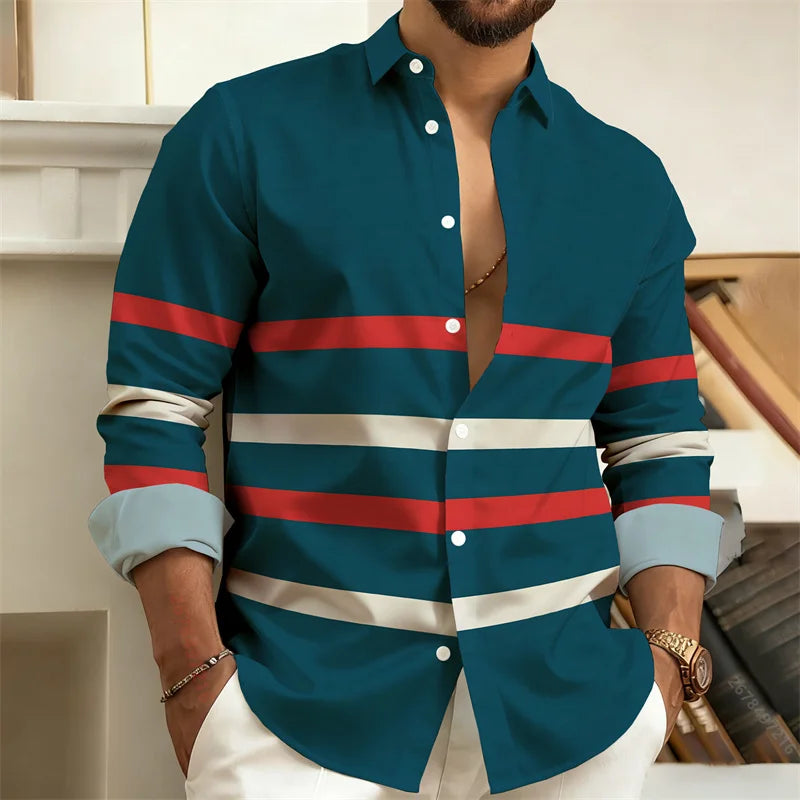 Chemise rayée homme manches longues – CLEVI Paris