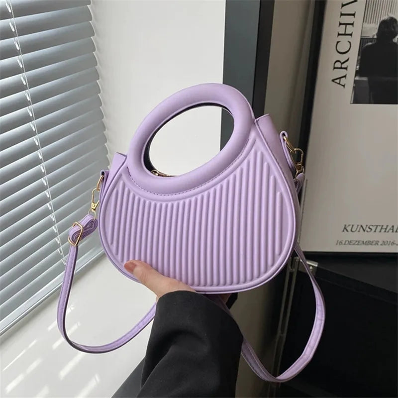 Sac Coquille Femme Rayures PU Zip Bandoulière – CLEVI Paris