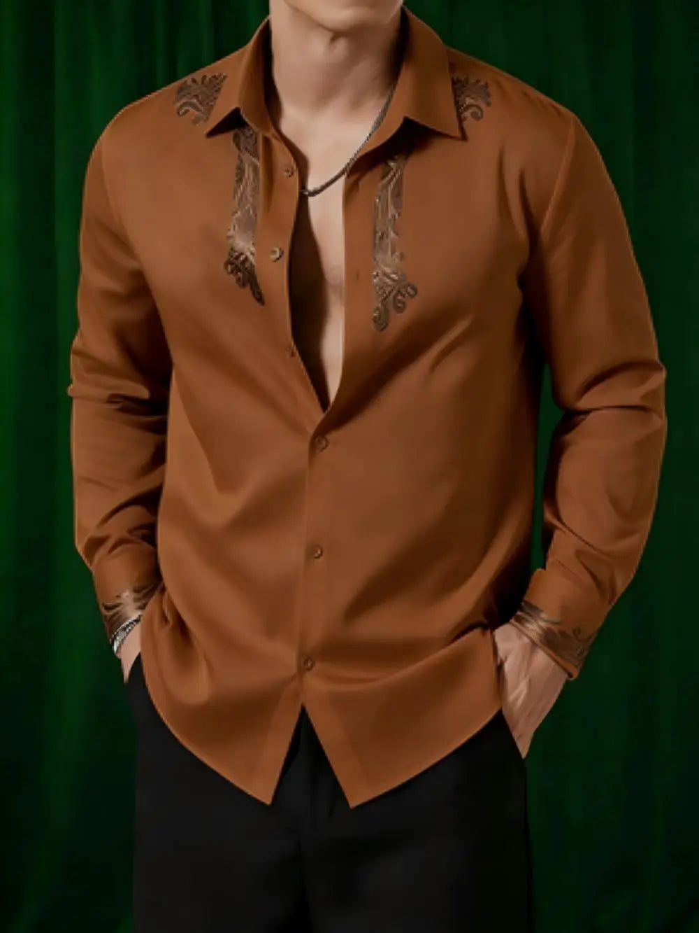 Chemise homme imprimée à col rabattu – CLEVI Paris