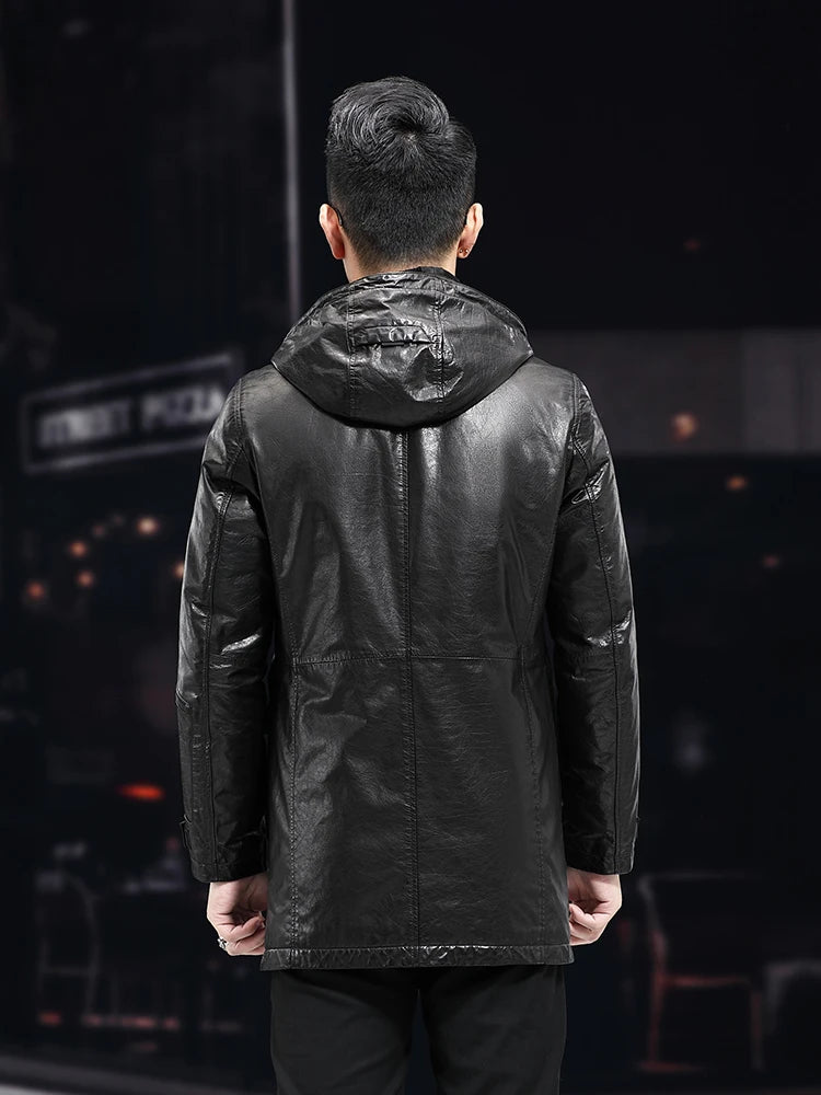 Veste mi-longue homme en cuir de vache – CLEVI Paris