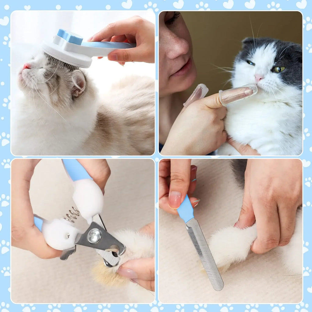 Kit toilettage animaux 8 pièces avec brosse bain – CLEVI Paris
