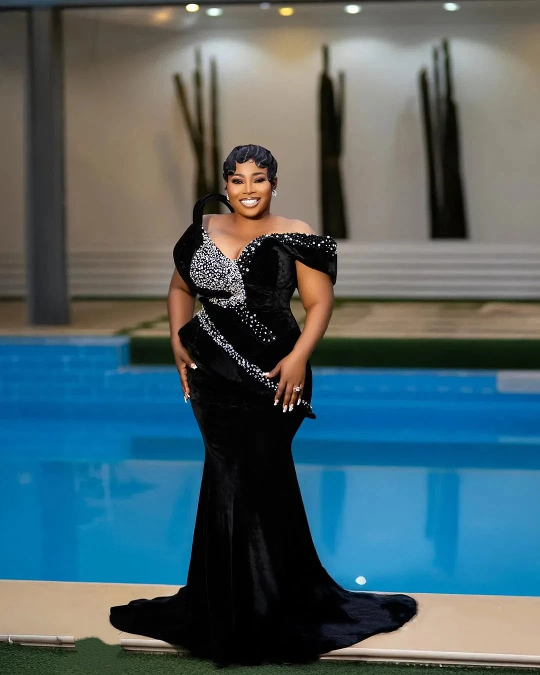 Robe de soirée sirène en velours – CLEVI Paris