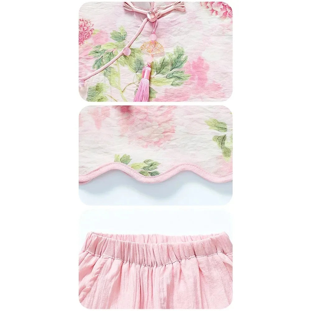 Ensemble de danse fille à motif floral – CLEVI Paris