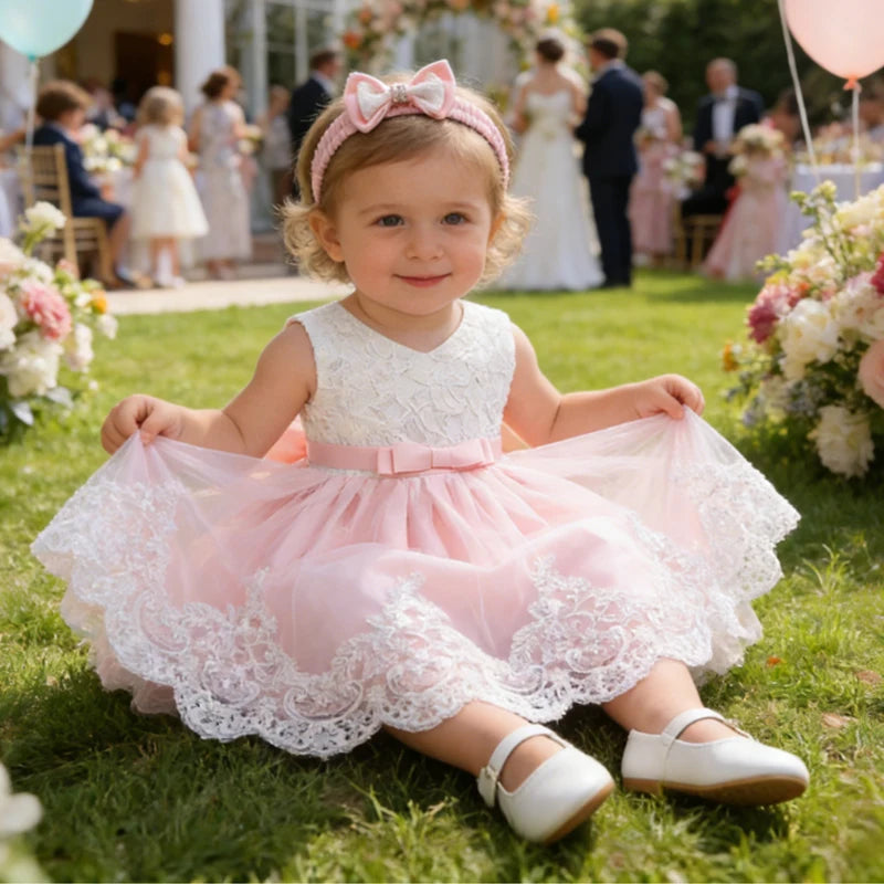 Robe de cérémonie bébé fille en dentelle – CLEVI Paris