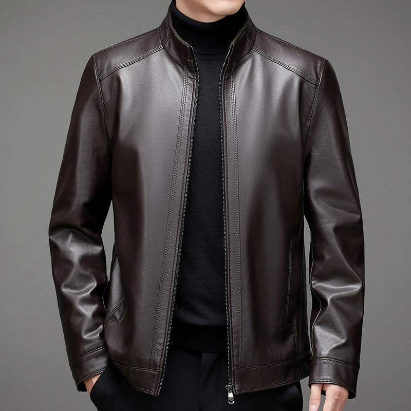 Veste homme en cuir zippée, noir ou café – CLEVI Paris