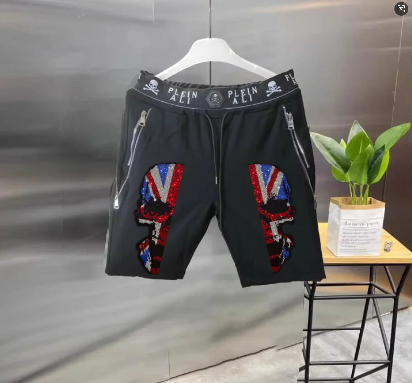 Short Homme Casual Strass Luxe PLEIN ALI – Hip Hop Coupe Ample Cordon – 27 Coloris, S à XXXL – CLEVI Paris