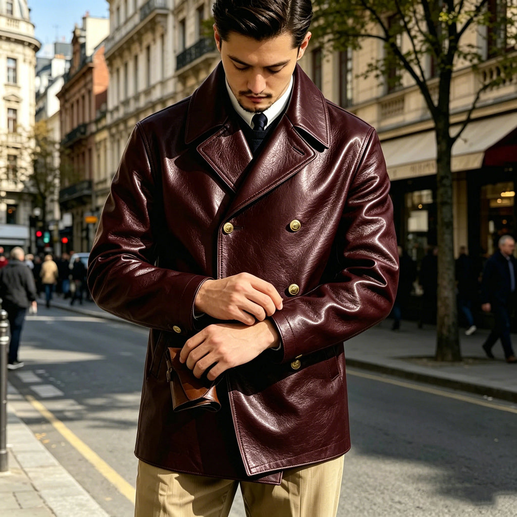 Blazer croisé effet cuir homme – CLEVI Paris