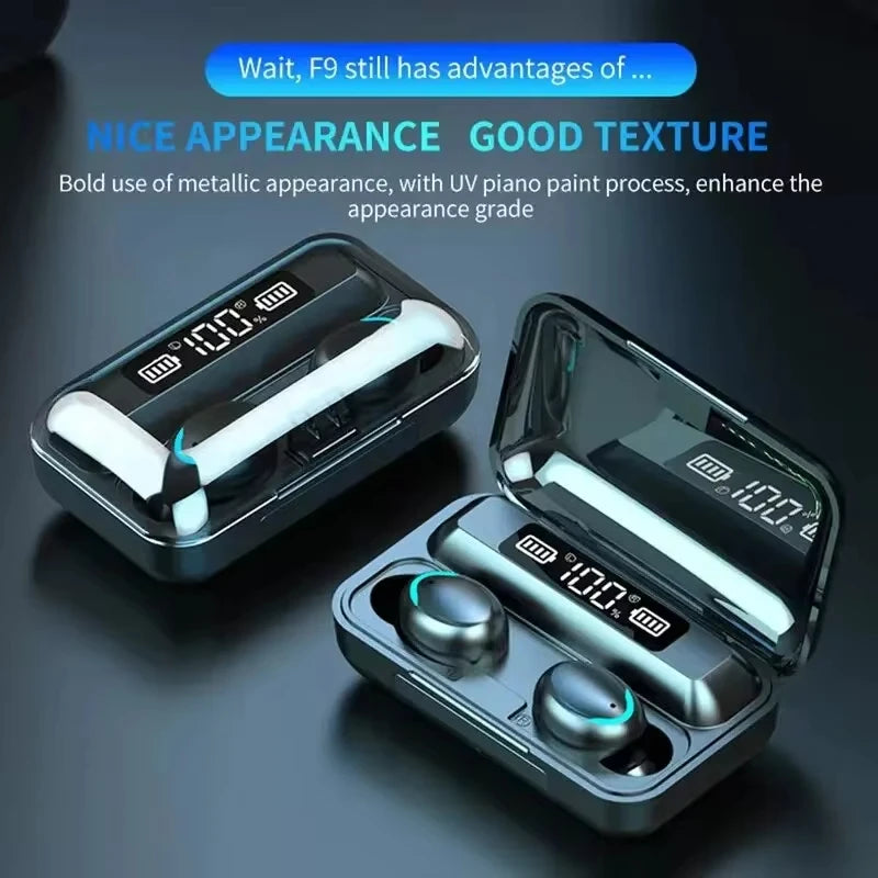 Écouteurs TWS JIYUE F9 5C Bluetooth 5.0 LED Hybride Waterproof – CLEVI Paris