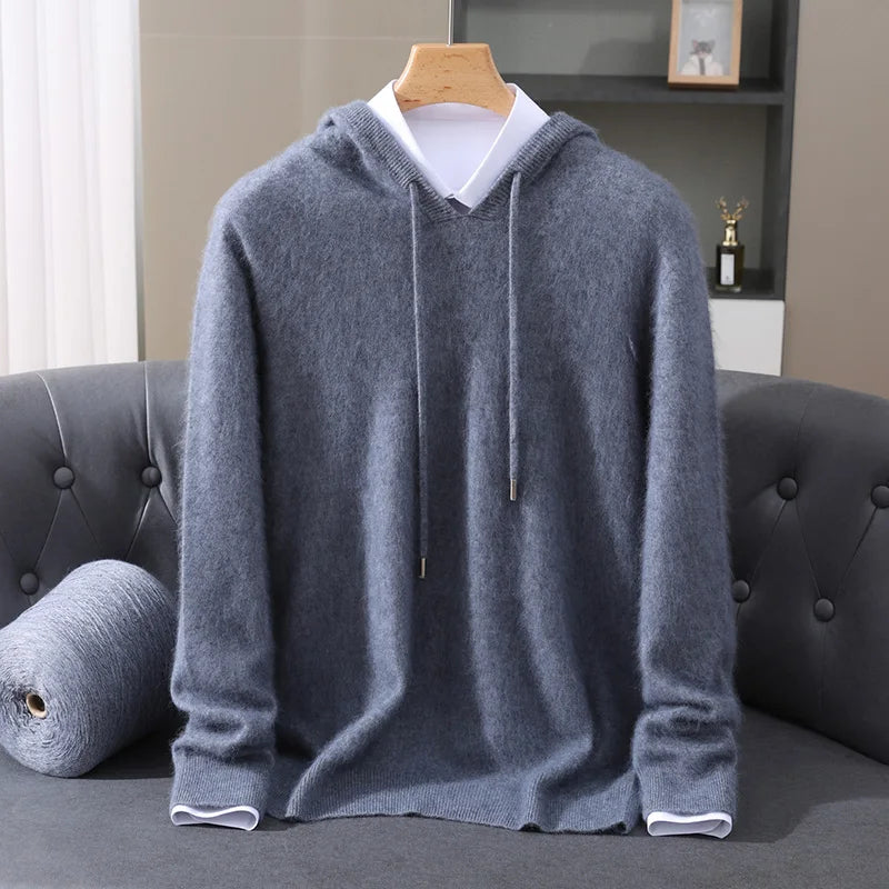 Pull Homme 100% Cachemire Vison À Capuche Coupe Ample MVLYFLRT – Tricot Épais Casual – 10 Coloris, S à XXXL – CLEVI Paris