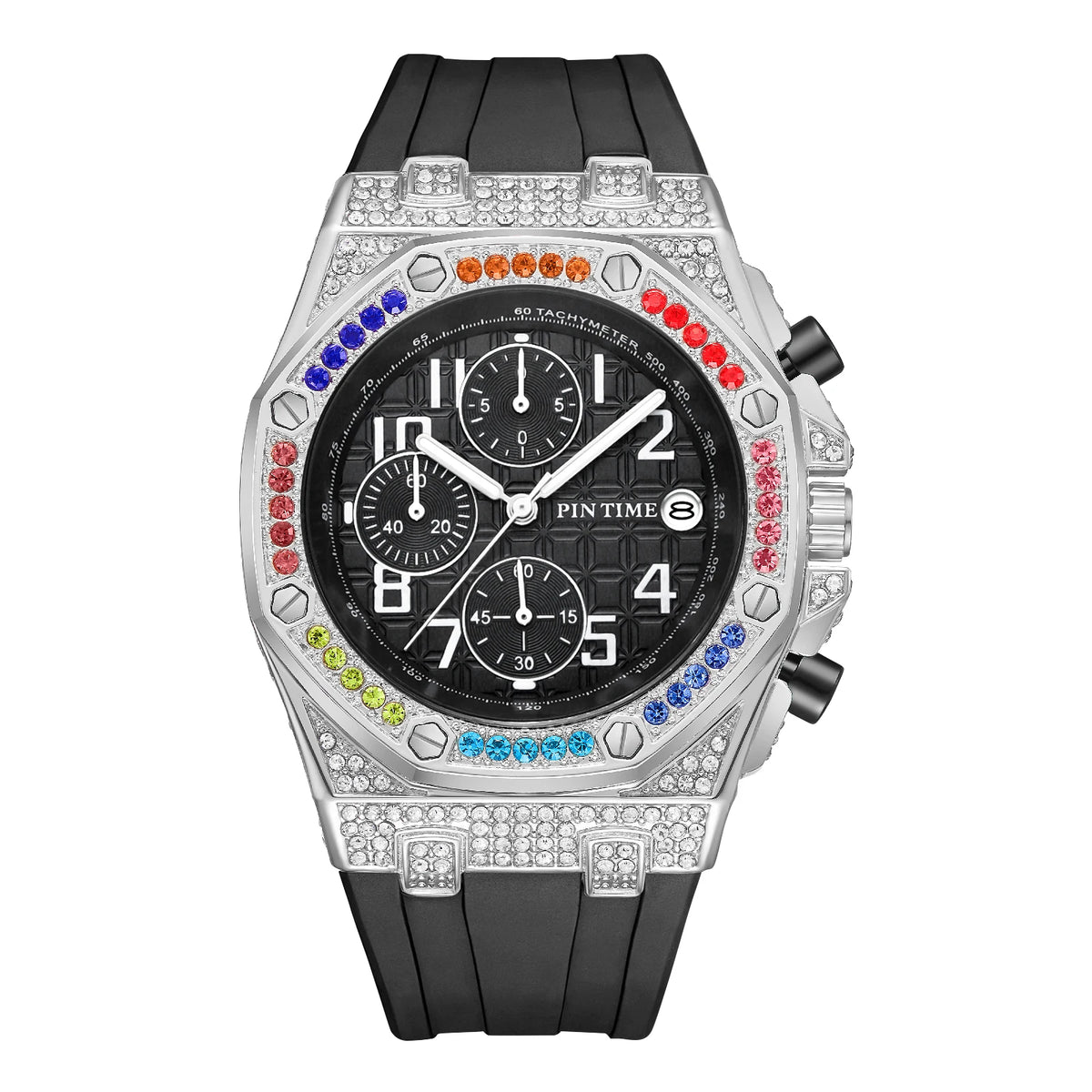 Montre Quartz Diamants Calendrier PINTIME Homme 3 Cadrans – CLEVI Paris