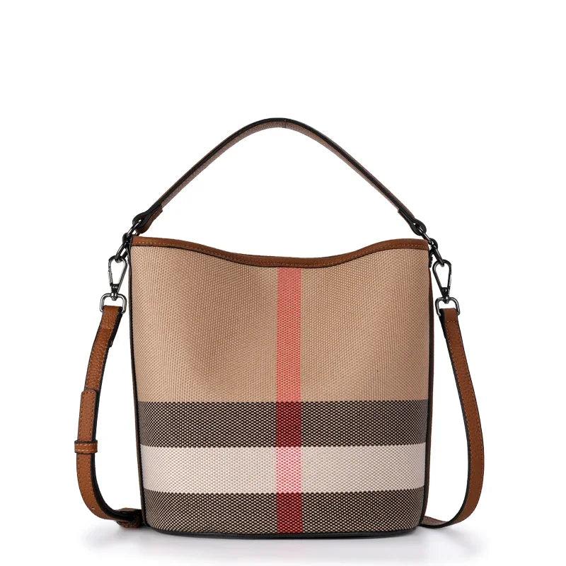 Sac Seau Vintage Toile Carreaux Cuir Bandoulière Femme – CLEVI Paris