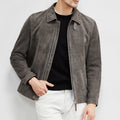 Veste homme en daim gris graphite zippée – CLEVI Paris