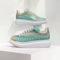 Sneakers basses homme vertes à plateforme – CLEVI Paris