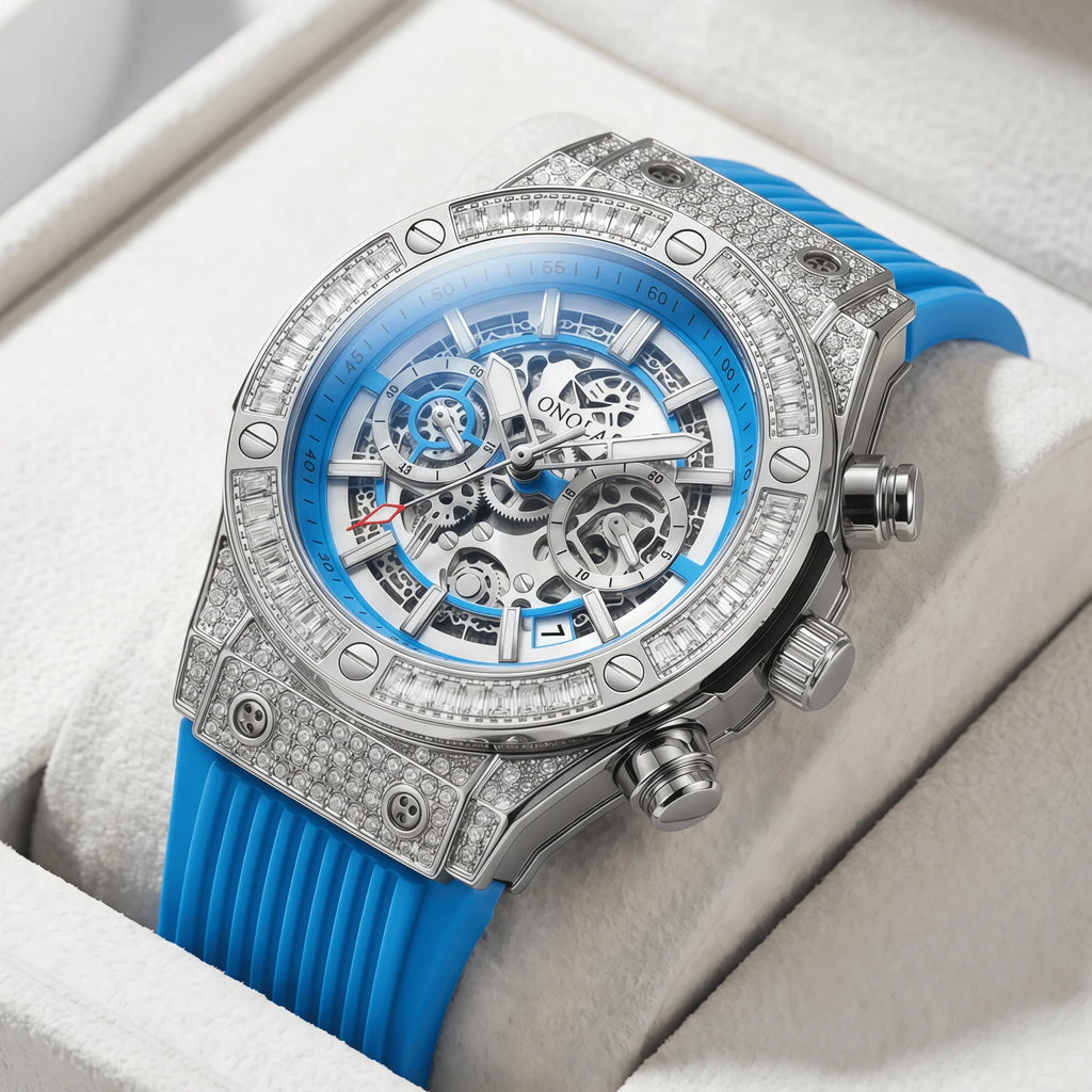Montre Quartz Tonneau Cadran Creux ONOLA Homme Silicone – CLEVI Paris