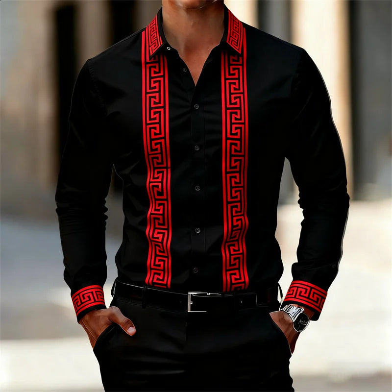 Chemise Géométrique Manches Longues Homme – CLEVI Paris