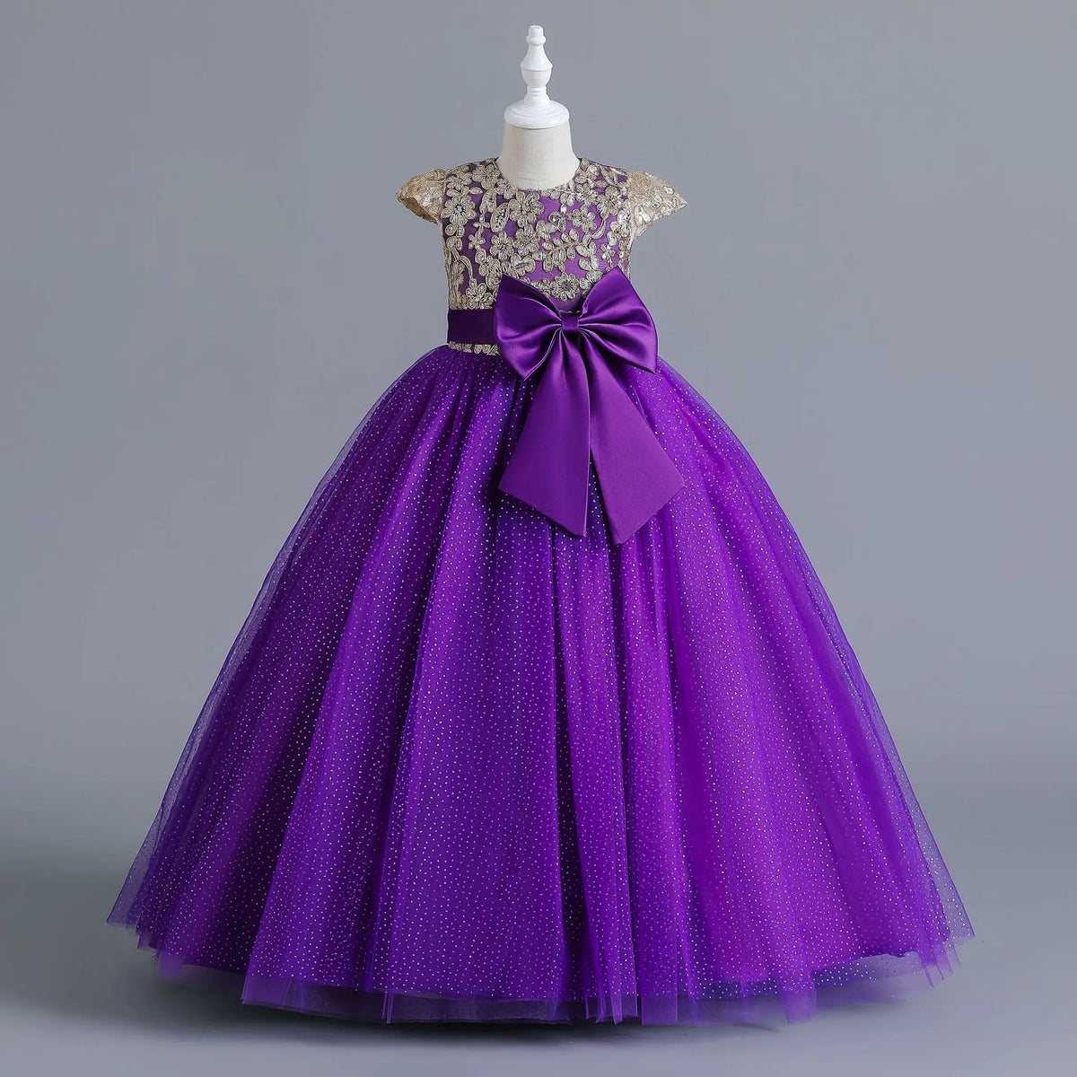 Robe longue de cérémonie fille avec nœud – CLEVI Paris