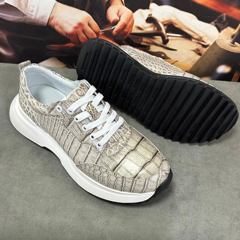 Sneakers basses homme grises à lacets – CLEVI Paris