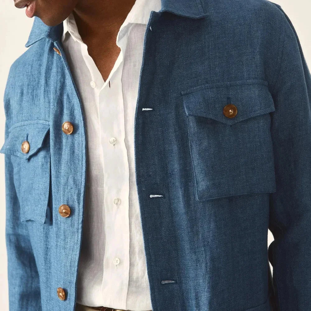 Veste safari homme en lin décontractée – CLEVI Paris