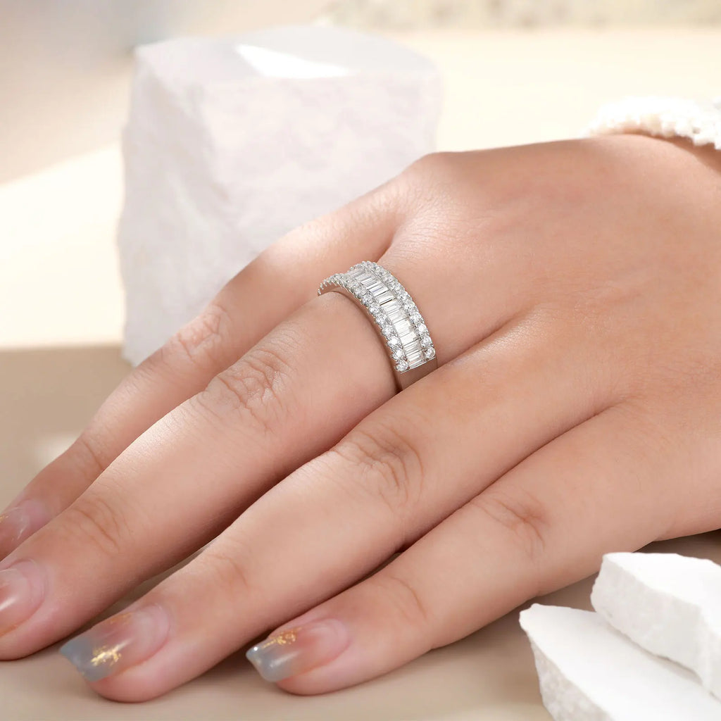 Alliance Femme Moissanite D VVS1 GRA Serti Griffe Argent 925 – CLEVI Paris