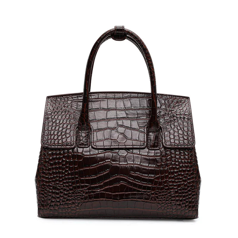 Sac À Main Femme Cuir Véritable Croco Brillant Rabat Bureau – CLEVI Paris
